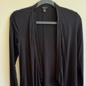 Ann Taylor Open Front Drape Cardigan | Black Lightweight | Size XXSP